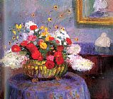 Bernhard Gutmann Still Life Round Bowl with Flowers painting
